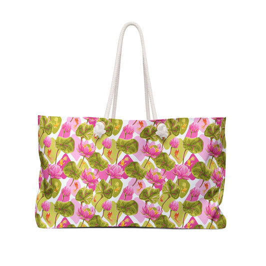 Japanese Koi Fish with Pink Lotus - Weekender Bag