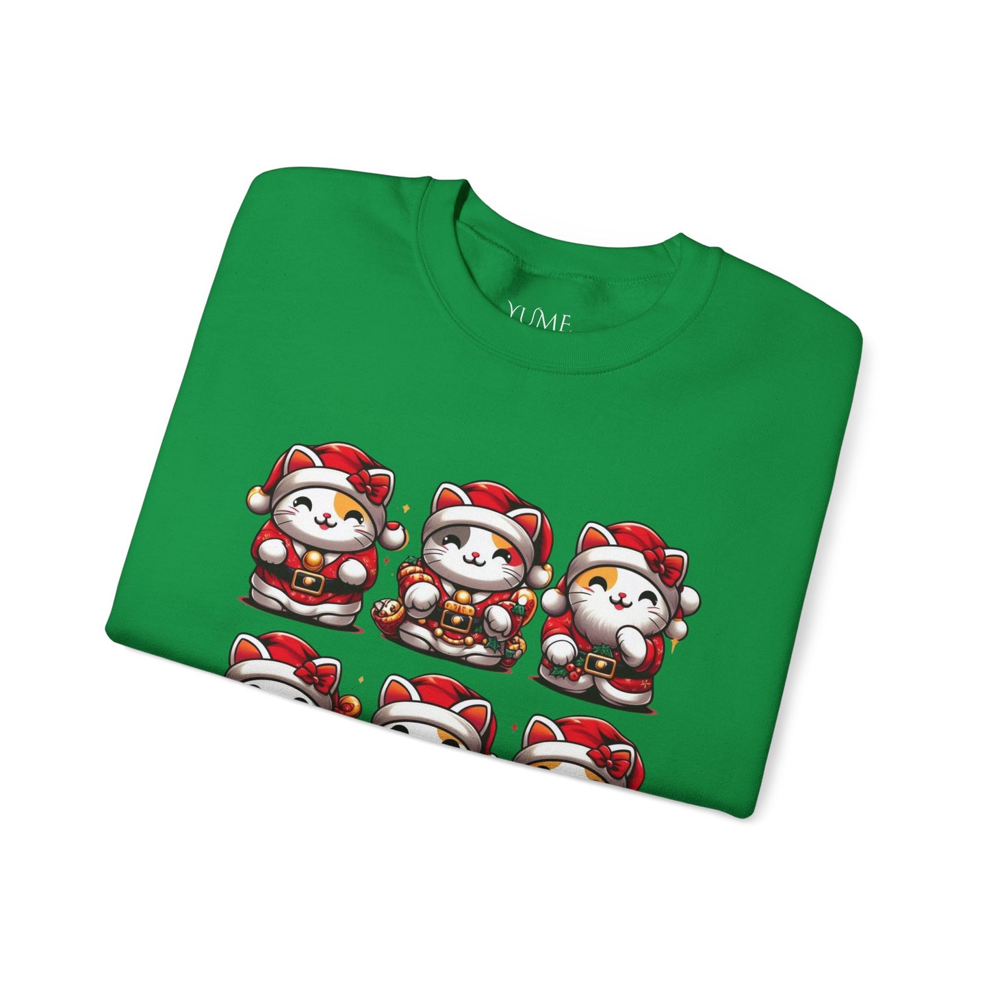 Maneki Neko Santa Squad Sweatshirt - Lucky Cat Holiday Charm