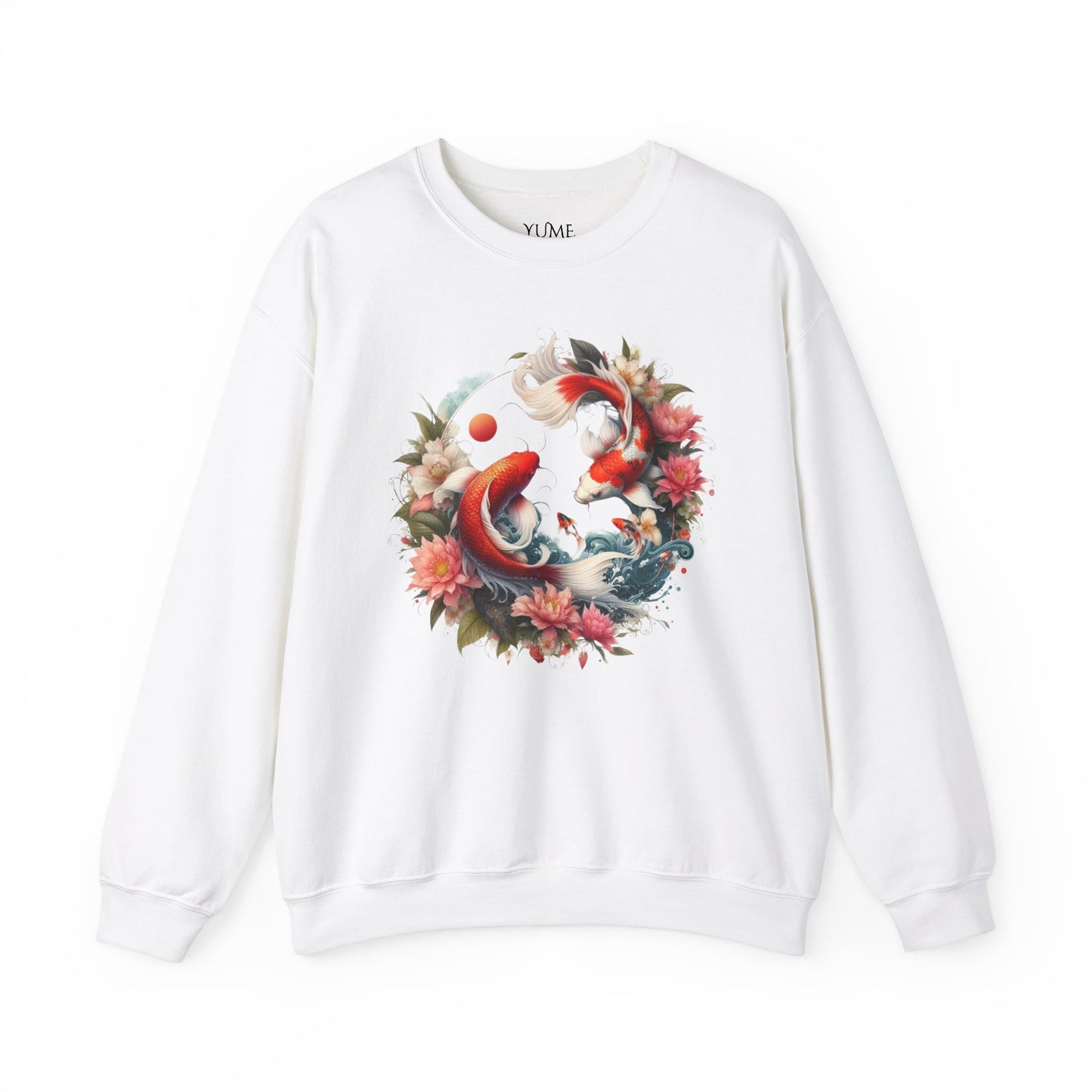 Elegant Koi Fish & Lotus Sweatshirt - Japanese Art Style