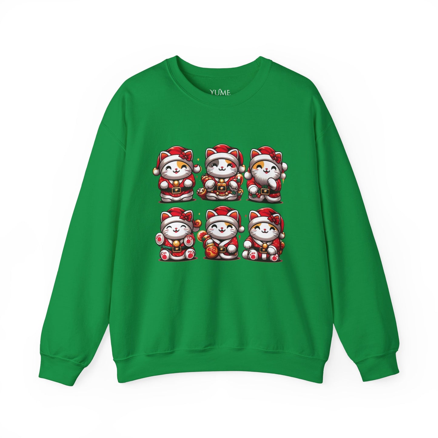 Maneki Neko Santa Squad Sweatshirt - Lucky Cat Holiday Charm