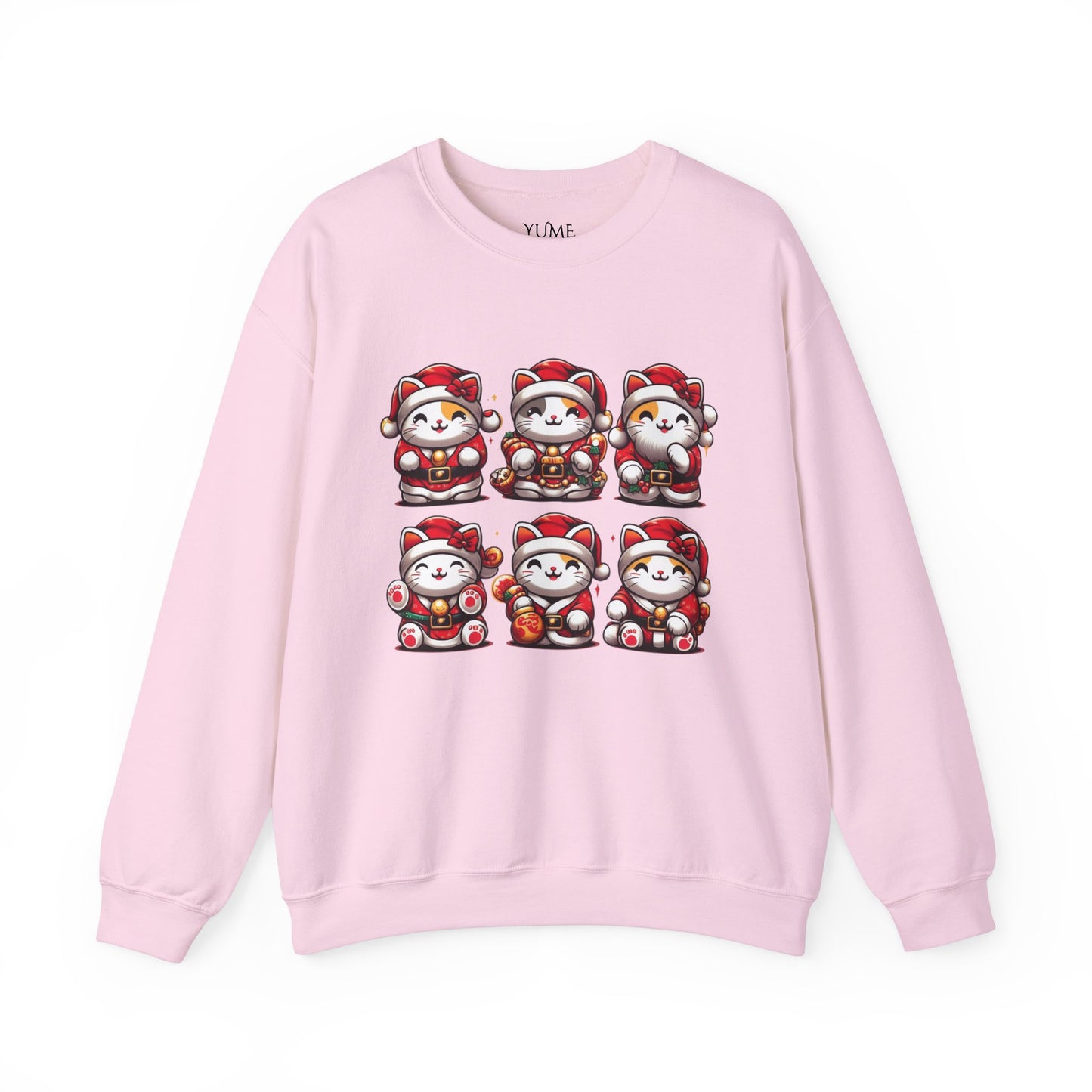 Maneki Neko Santa Squad Sweatshirt - Lucky Cat Holiday Charm