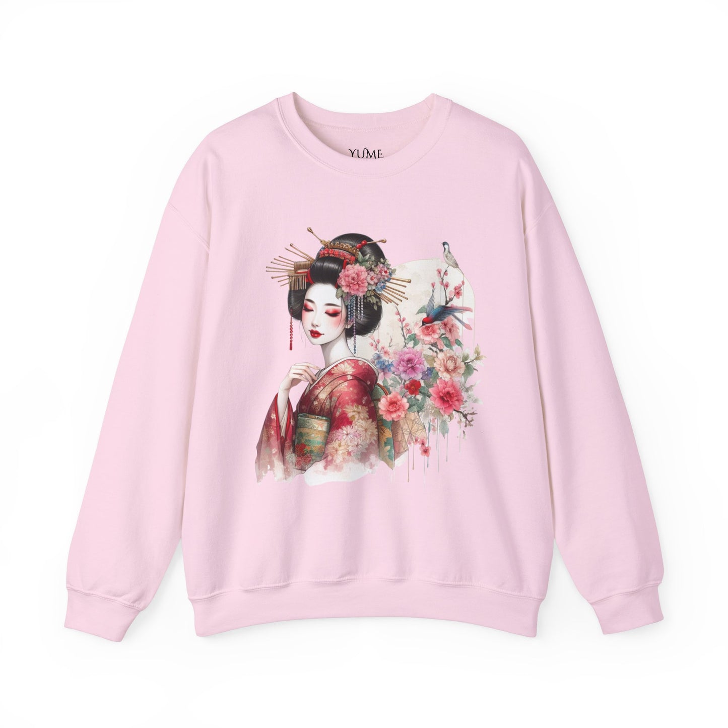 Elegant Geisha & Floral Art Sweatshirt - Japanese-Inspired