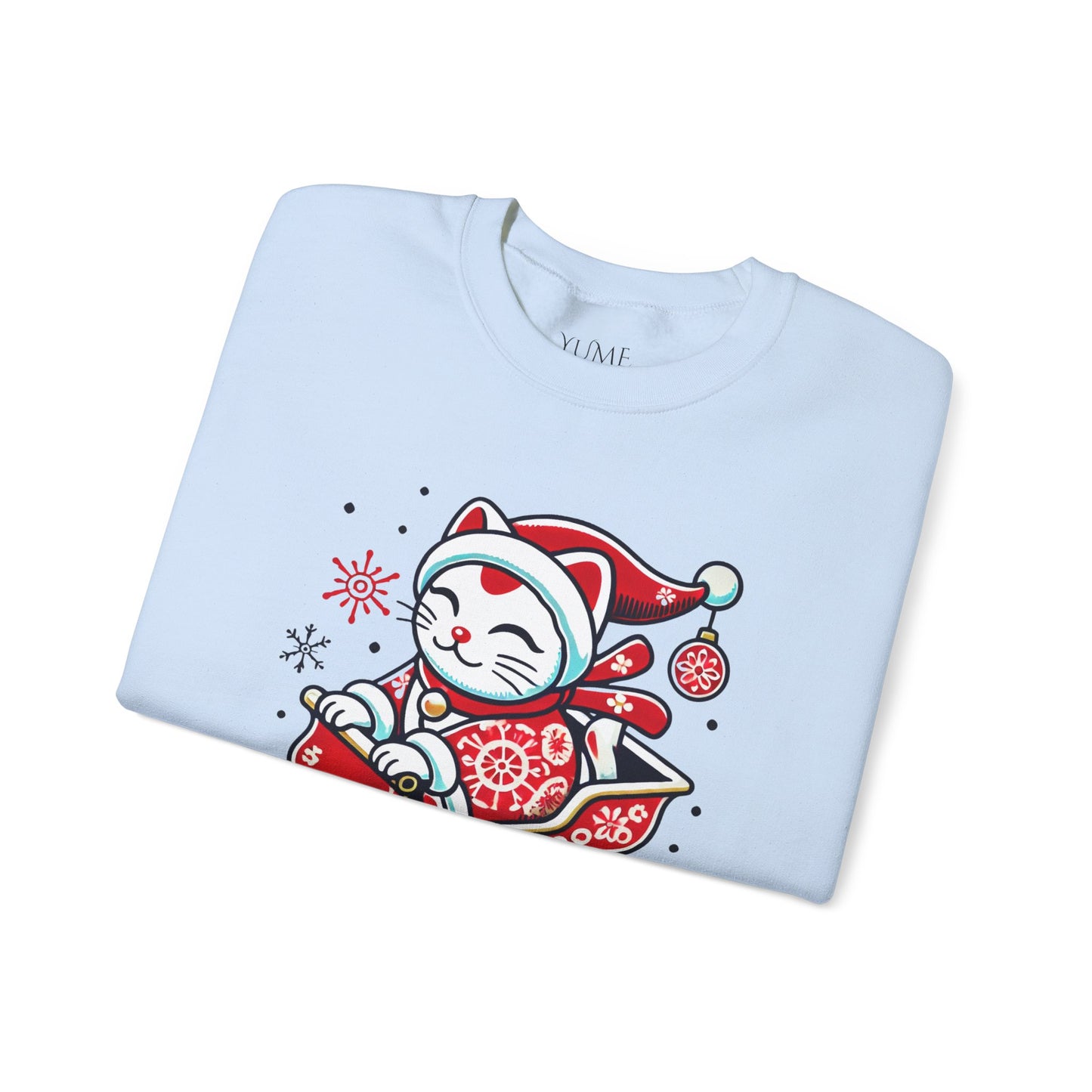 Maneki Neko Santa Sweatshirt - Festive Lucky Cat Holiday Sweater