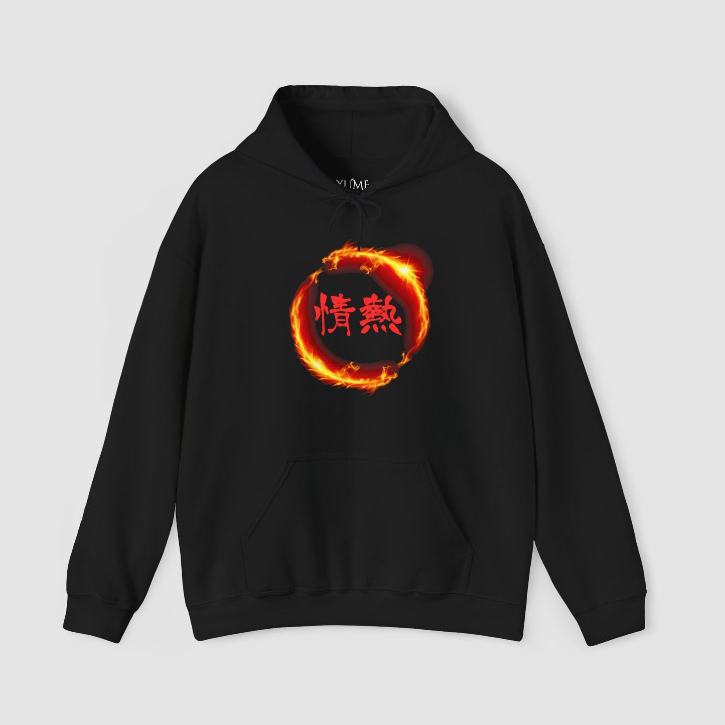 Fueled by "Passion" Hoodie - Dragon Flame Kanji Design