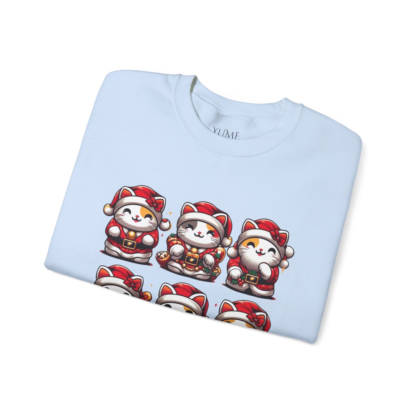 Maneki Neko Santa Squad Sweatshirt - Lucky Cat Holiday Charm