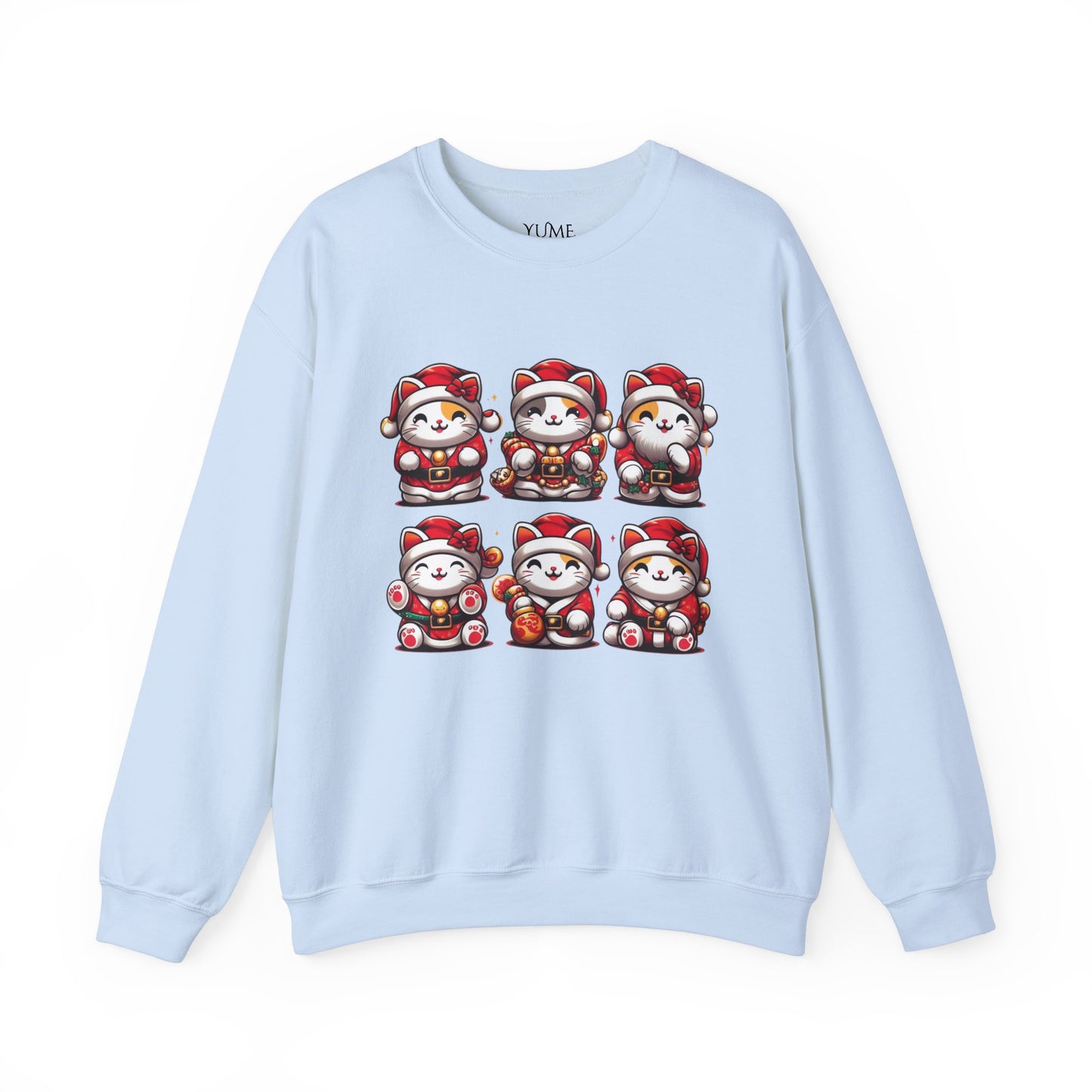 Maneki Neko Santa Squad Sweatshirt - Lucky Cat Holiday Charm