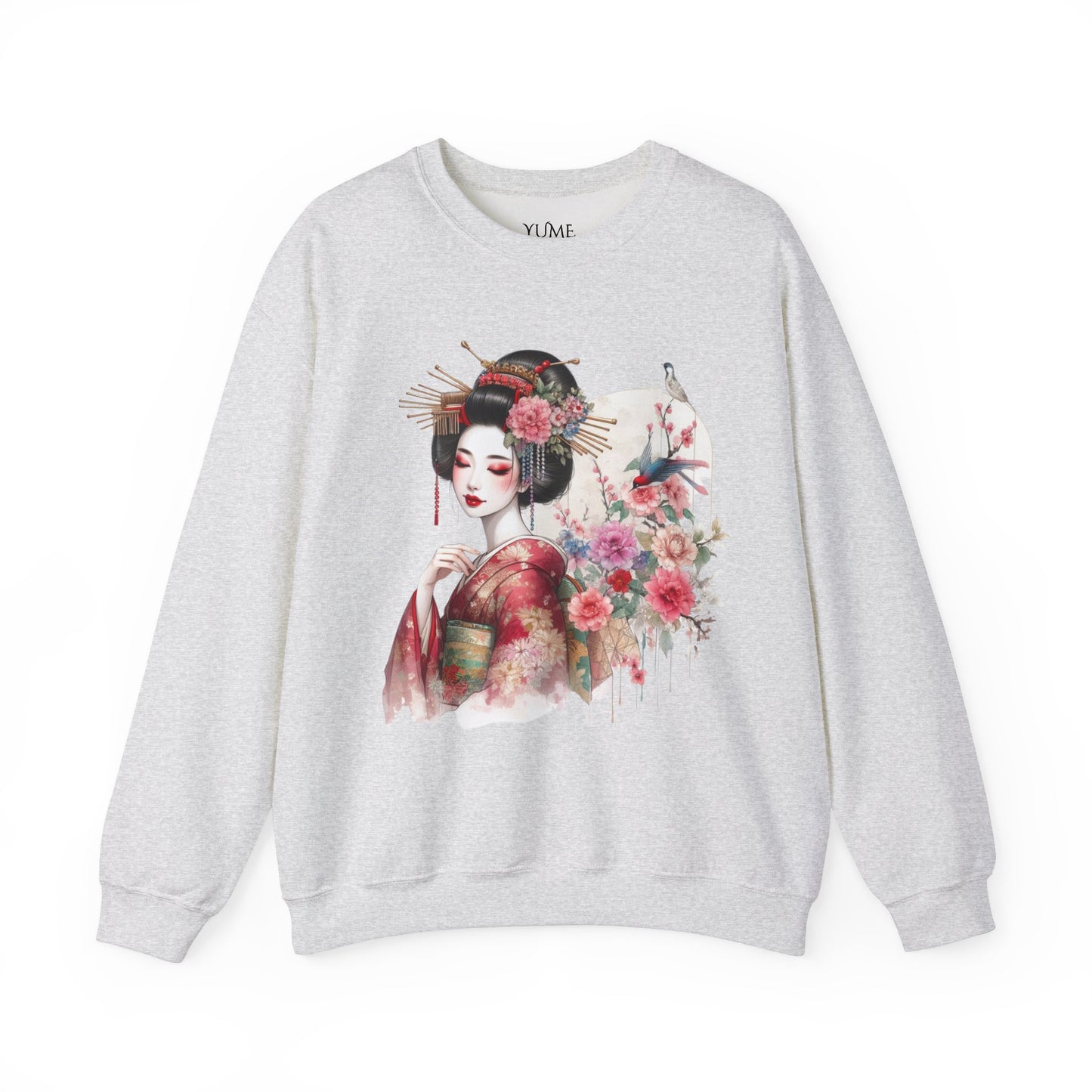 Elegant Geisha & Floral Art Sweatshirt - Japanese-Inspired