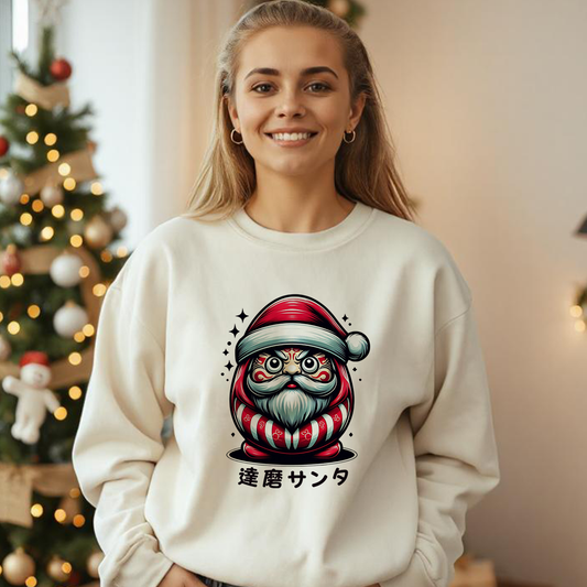 Daruma Santa Sweatshirt - Japanese Holiday Lucky Charm Sweater