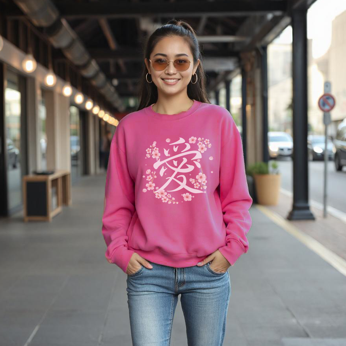 "Love" Kanji Sakura Blossom Sweatshirt