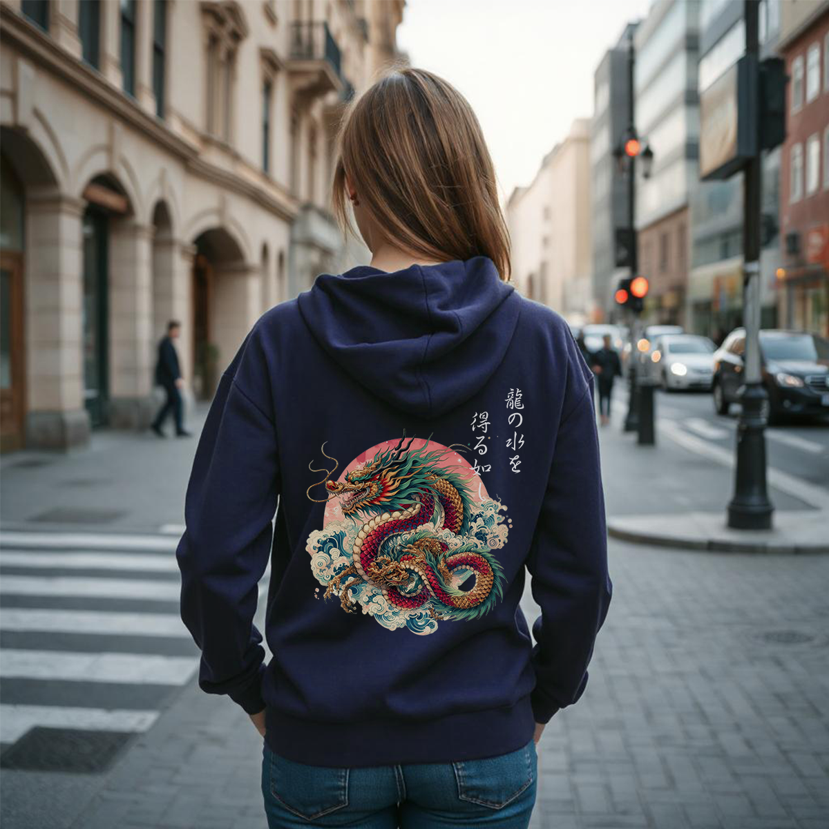 Japanese Dragon Hoodie - Bold Kanji Design