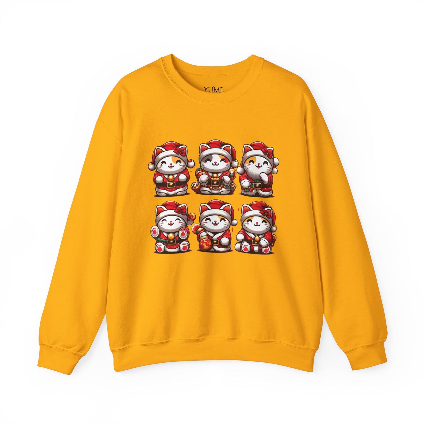Maneki Neko Santa Squad Sweatshirt - Lucky Cat Holiday Charm