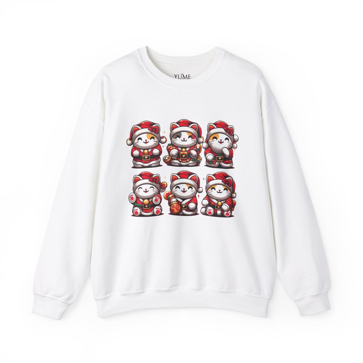 Maneki Neko Santa Squad Sweatshirt - Lucky Cat Holiday Charm
