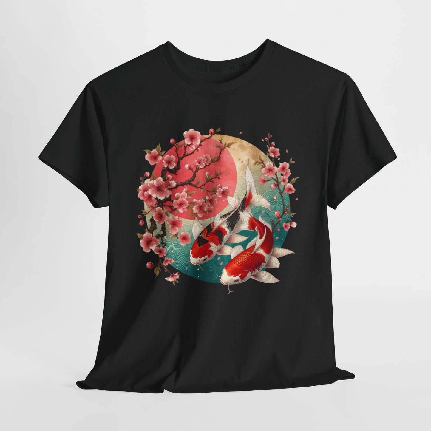 Elegant Koi and Cherry Blossom T-Shirt