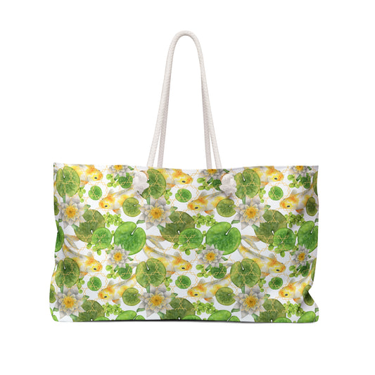 Japanese Koi Fish with Lotus Leaf- Weekender Bag