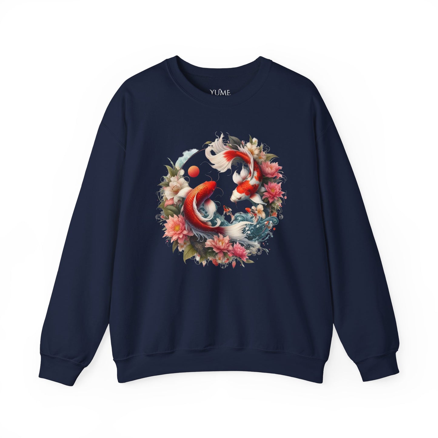 Elegant Koi Fish & Lotus Sweatshirt - Japanese Art Style