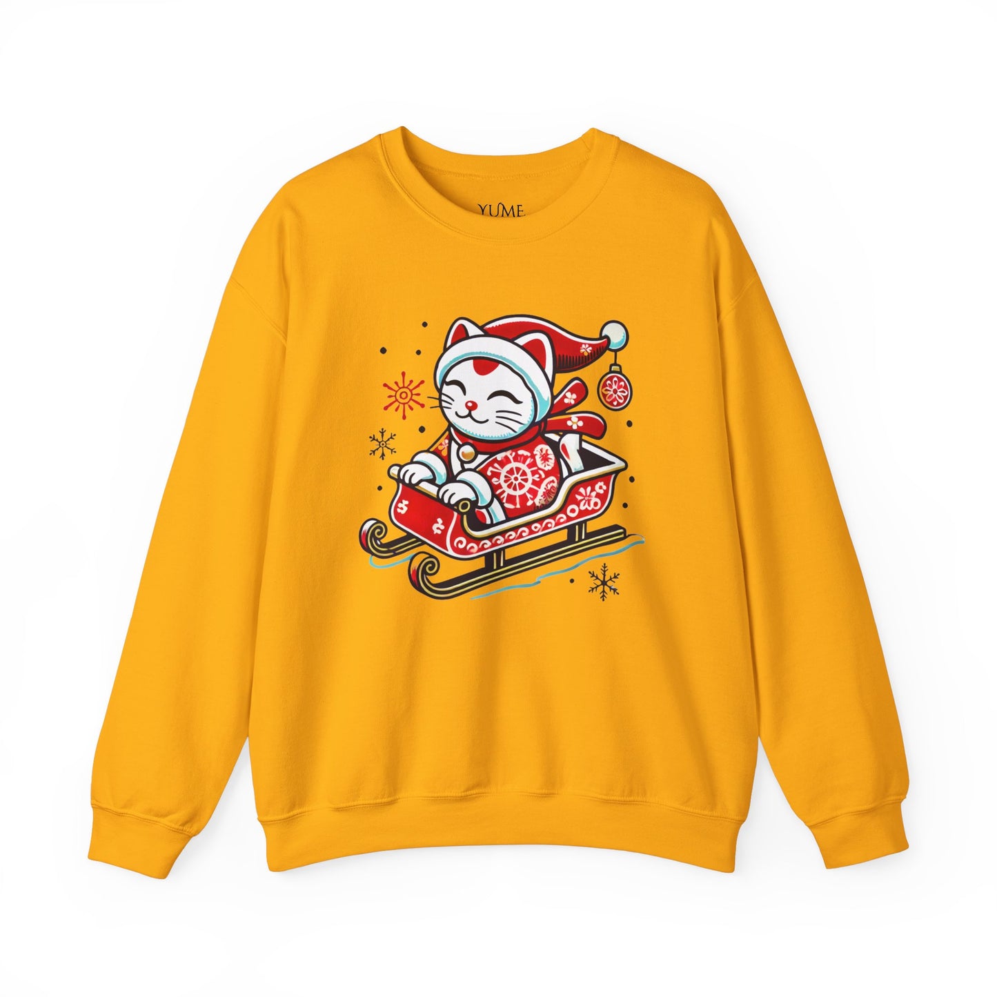 Maneki Neko Santa Sweatshirt - Festive Lucky Cat Holiday Sweater