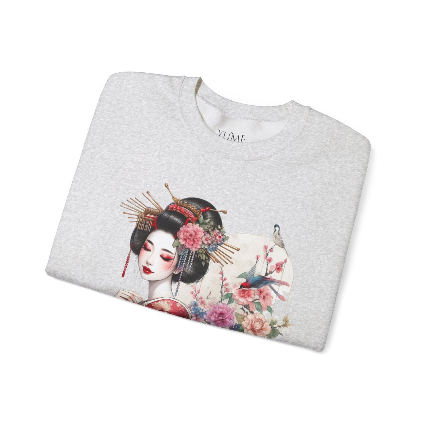 Elegant Geisha & Floral Art Sweatshirt - Japanese-Inspired