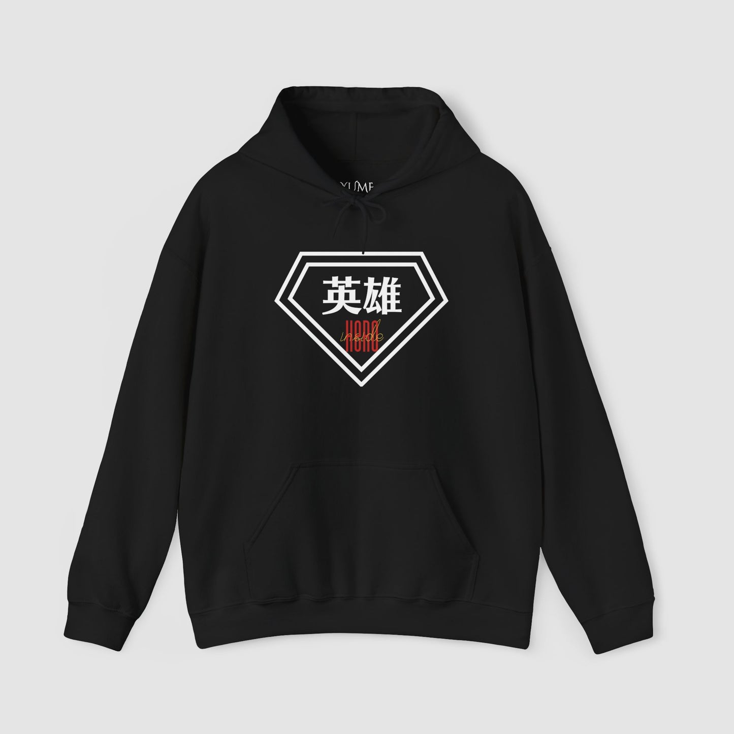"Hero" - Japanese Kanji Hoodie, Superhero-Inspired Design