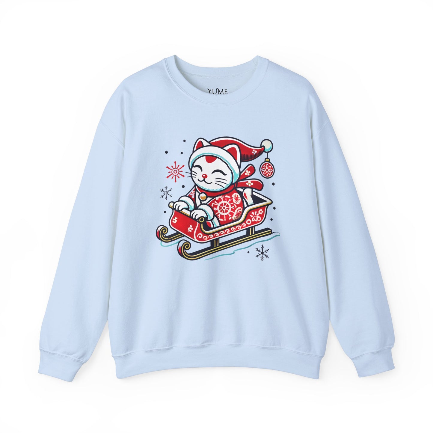 Maneki Neko Santa Sweatshirt - Festive Lucky Cat Holiday Sweater