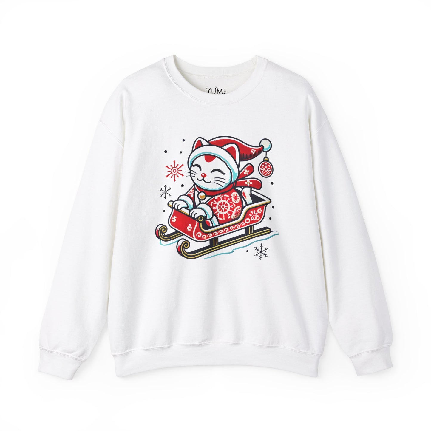 Maneki Neko Santa Sweatshirt - Festive Lucky Cat Holiday Sweater