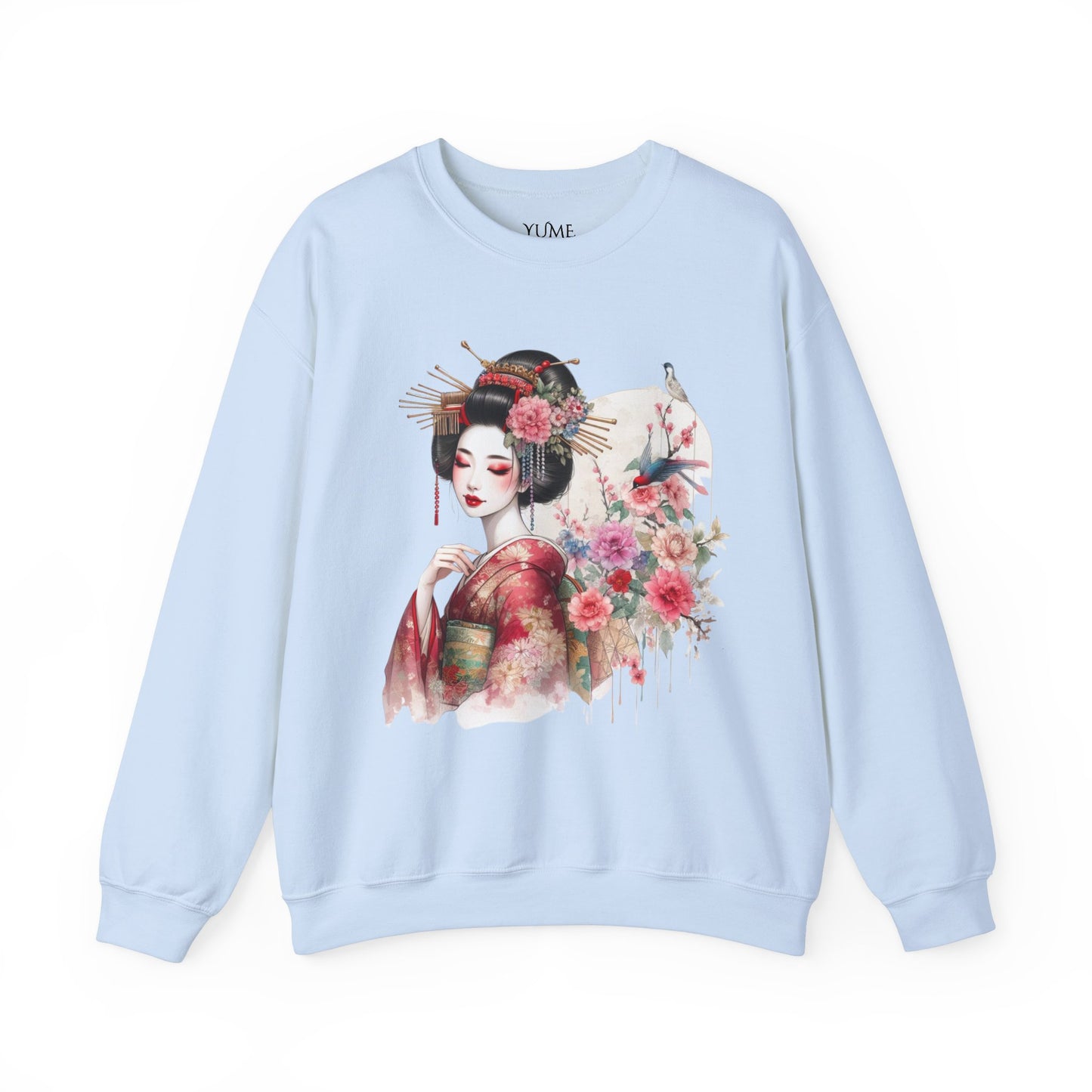 Elegant Geisha & Floral Art Sweatshirt - Japanese-Inspired