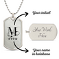 Dog Tag Initial Necklace with Custom Name in Japanese Katakana
