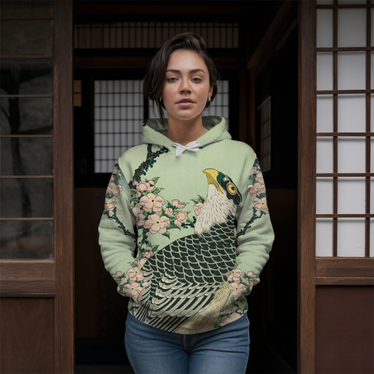 Hokusai "Hawks Above Cherry Blossoms" Hoodie