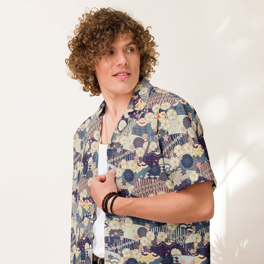 Wear the Beauty of Japan - Purple Unisex Button Shirt