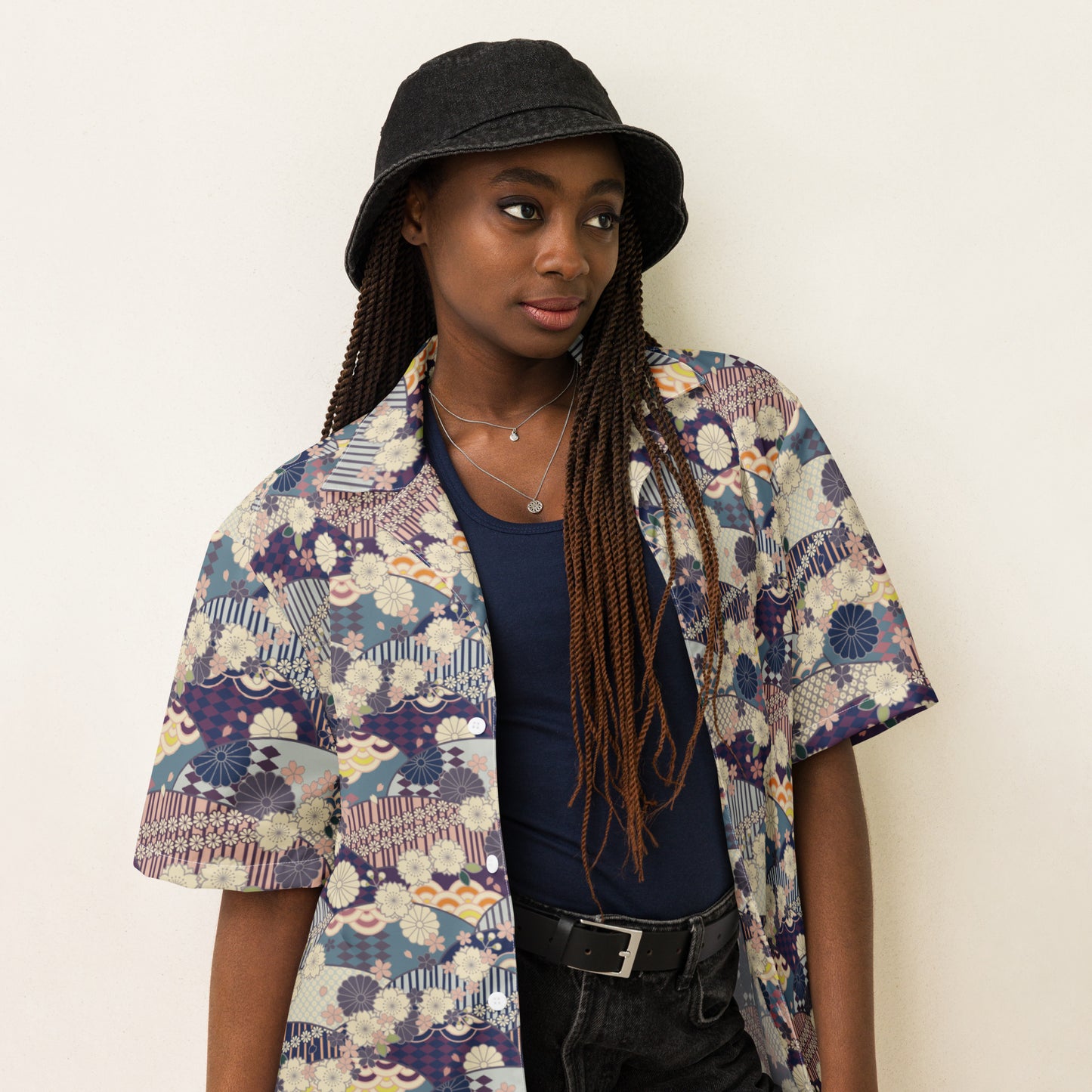 Wear the Beauty of Japan - Purple Unisex Button Shirt