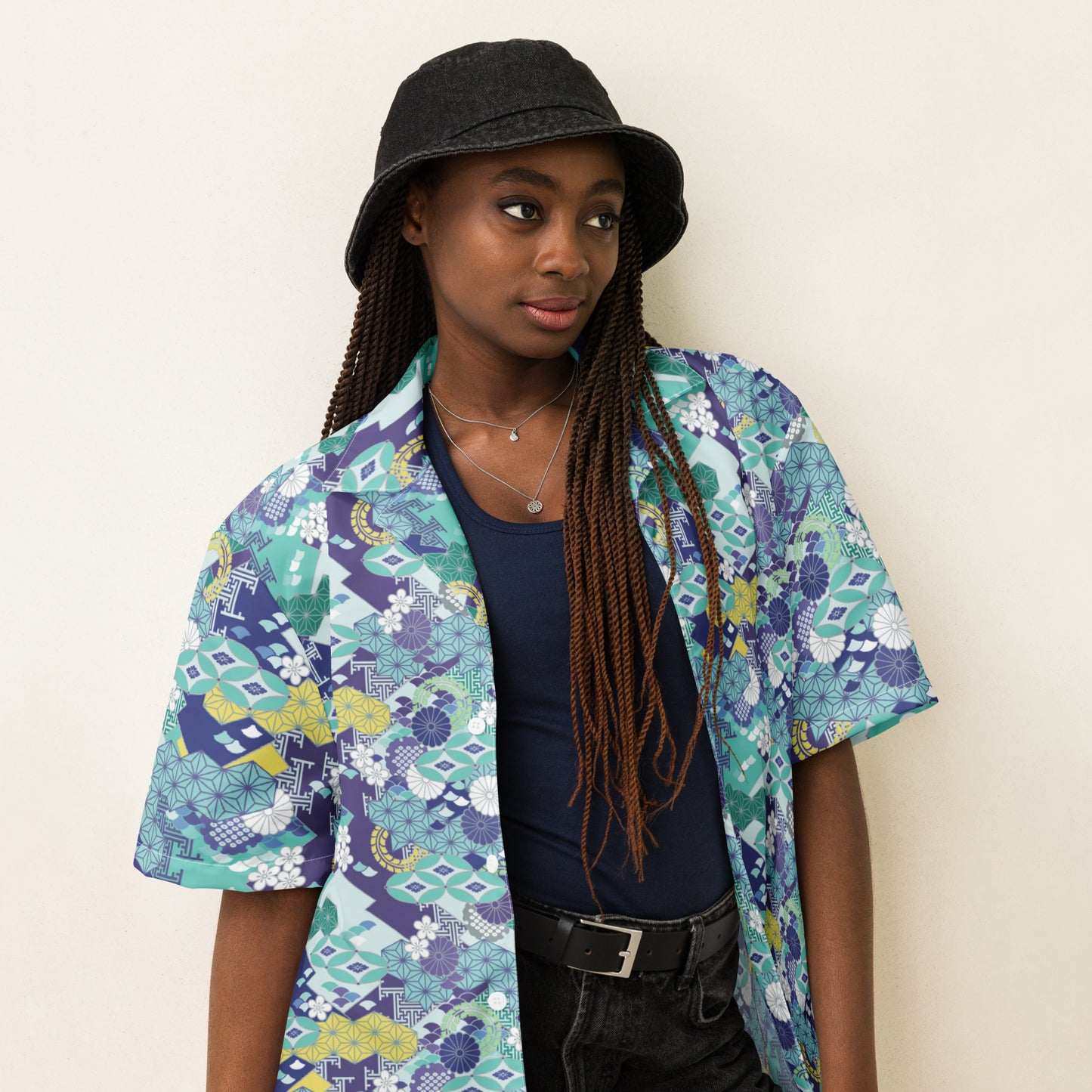 Wear the Beauty of Japan - Blue Unisex Button Shirt