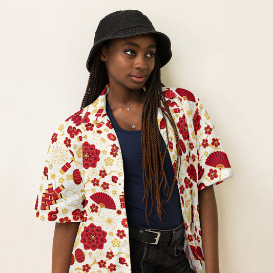 Wear the Beauty of Japan - Flower Fan Unisex Button Shirt