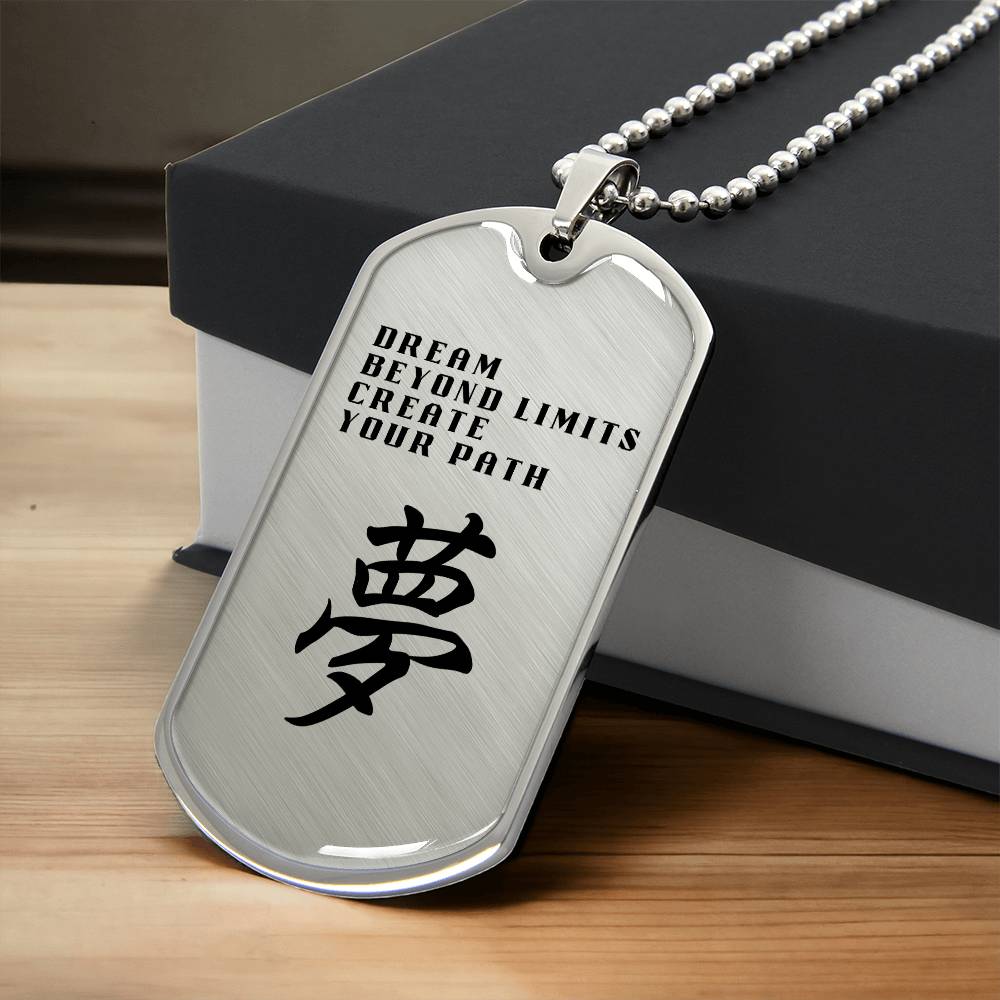 DREAM - Japanese Kanji Dog Tag Necklace