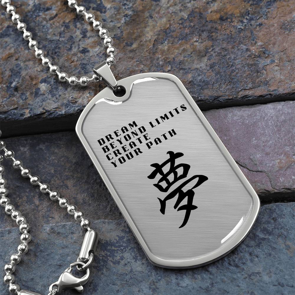 DREAM - Japanese Kanji Dog Tag Necklace