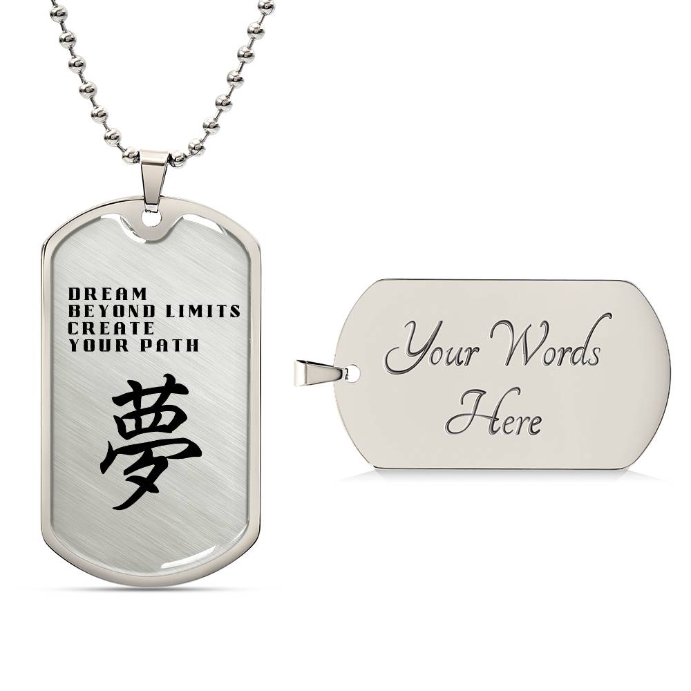DREAM - Japanese Kanji Dog Tag Necklace