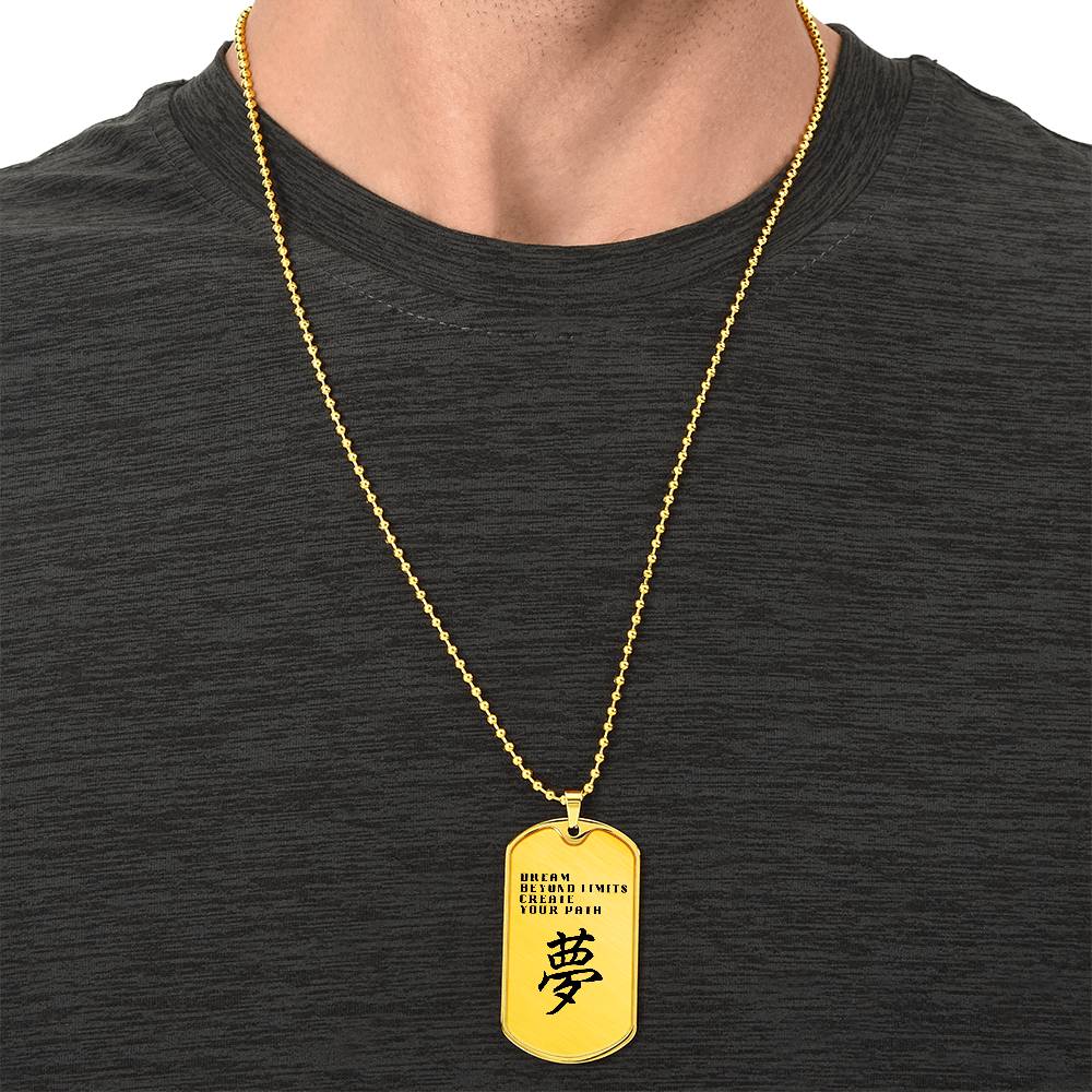 DREAM - Japanese Kanji Dog Tag Necklace