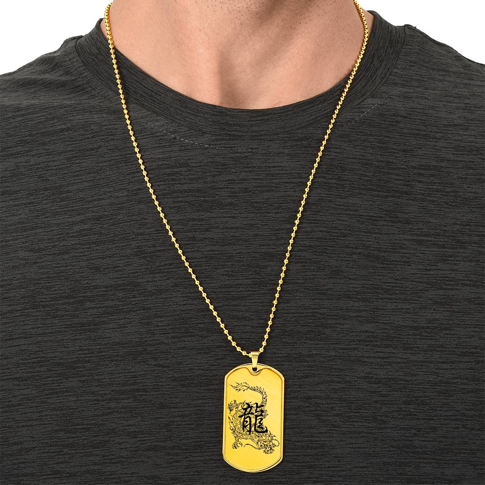 Dragon -Japanese Kanji Dog Tag Necklace