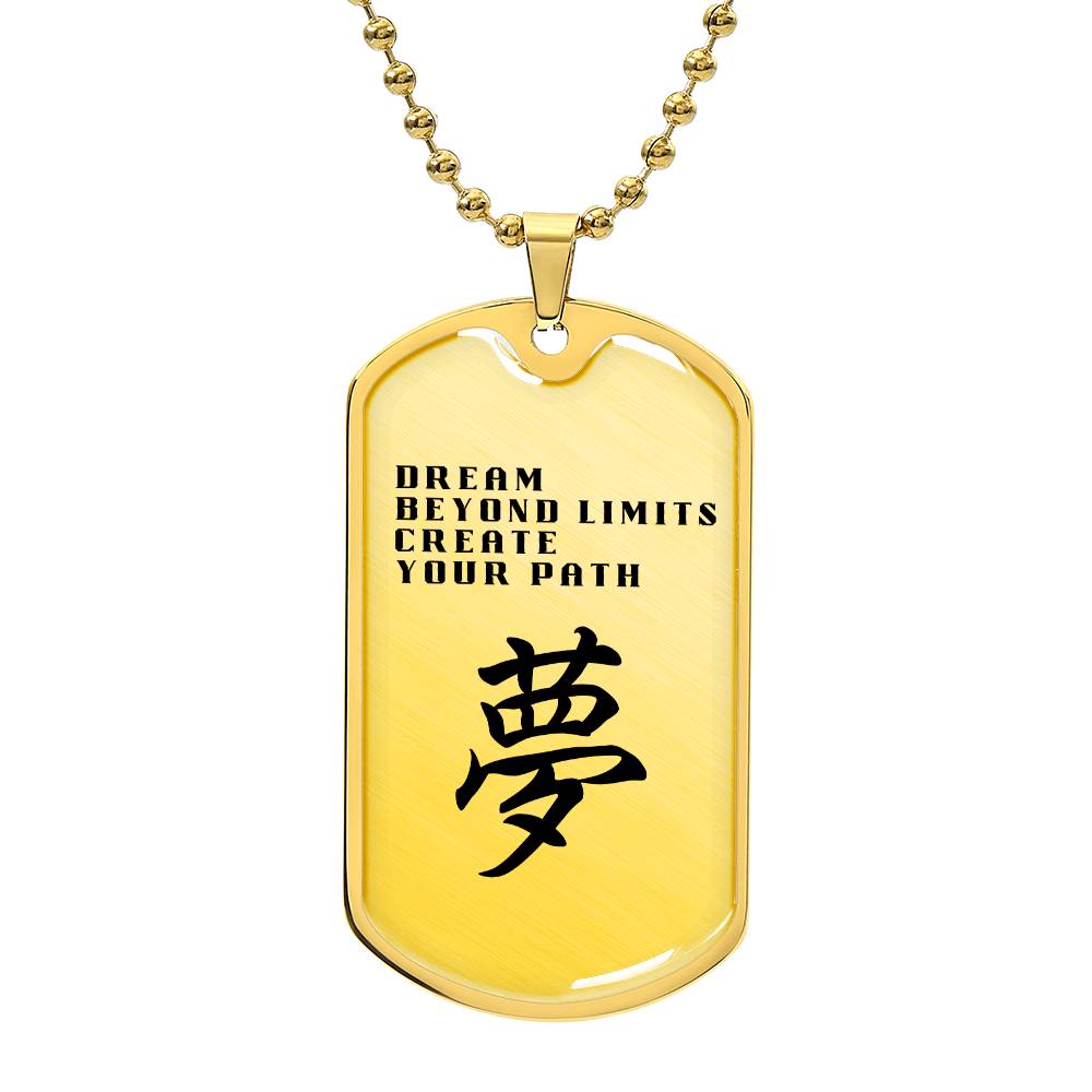 DREAM - Japanese Kanji Dog Tag Necklace