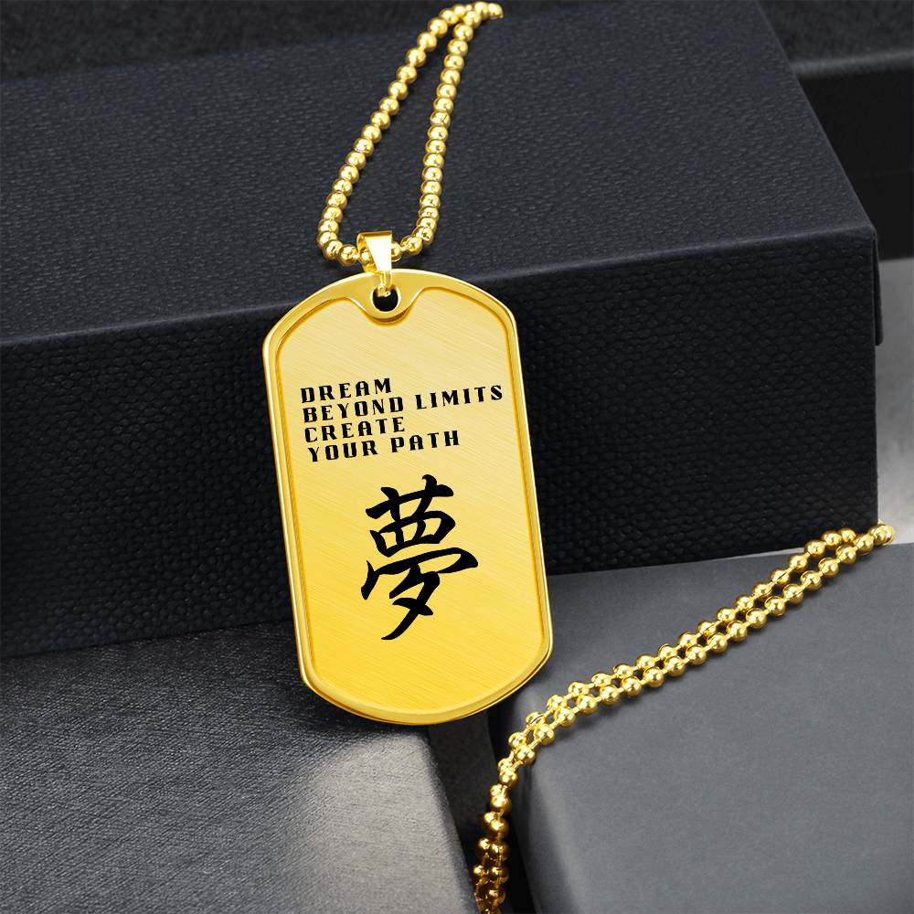 DREAM - Japanese Kanji Dog Tag Necklace