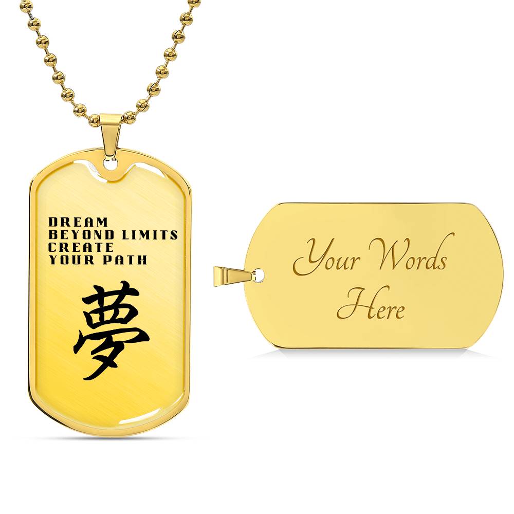 DREAM - Japanese Kanji Dog Tag Necklace