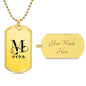 Dog Tag Initial Necklace with Custom Name in Japanese Katakana
