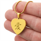 Kanji "Love" Heart Necklace - Custom Engraved Back, Japanese Pendant, Romantic Gift for Her, Love Symbol Jewelry