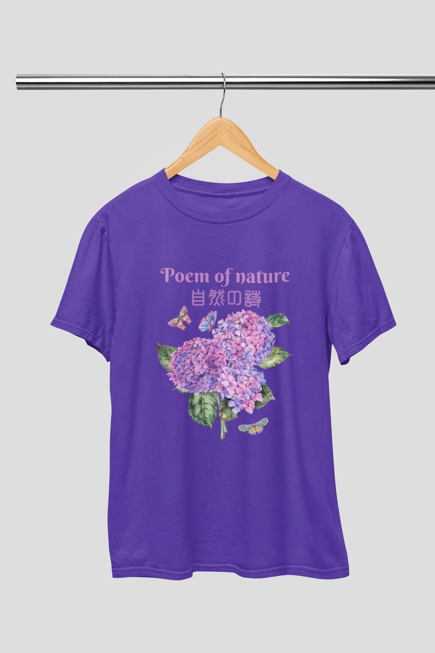 "Poem of nature" - Japanese Kanji T-shirt | Hydrangea Design