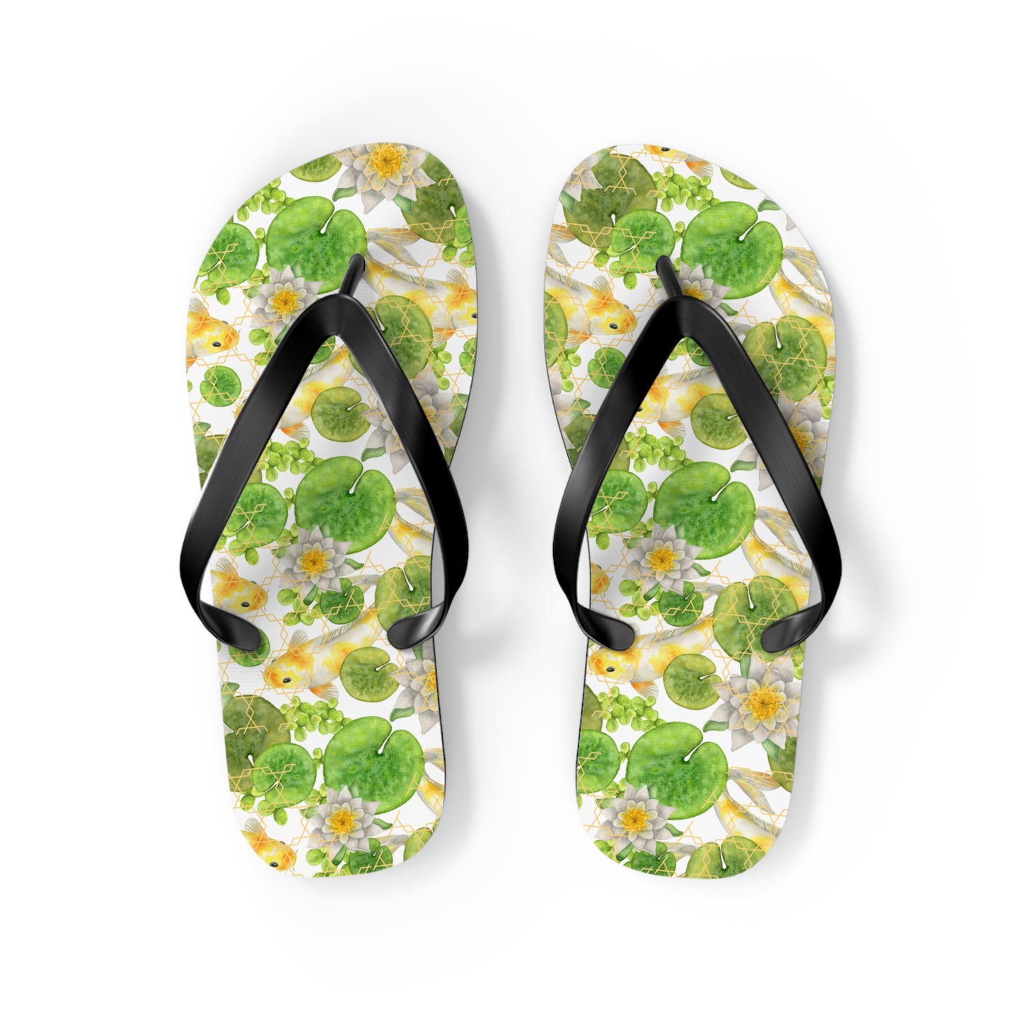 Japanese Koi Fish with Lotus Leaf  - Flip Flops