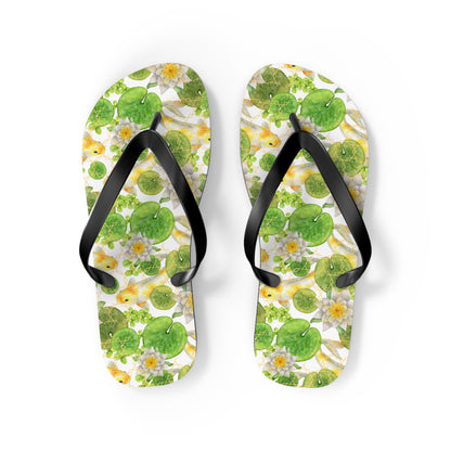 Japanese Koi Fish with Lotus Leaf  - Flip Flops