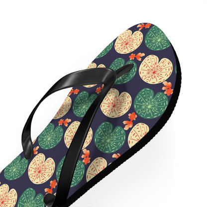 Japanese Goldfish with Lotus Leaf - Flip Flops