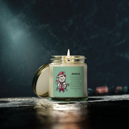 Maneki Neko Holiday Candle - Customizable Name for Good Luck