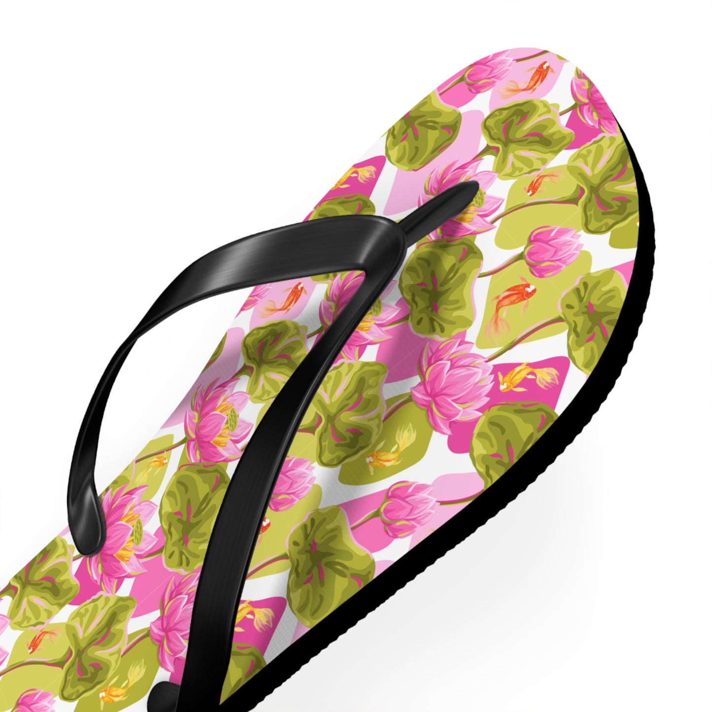 Japanese Koi Fish with Pink Lotus - Flip Flops