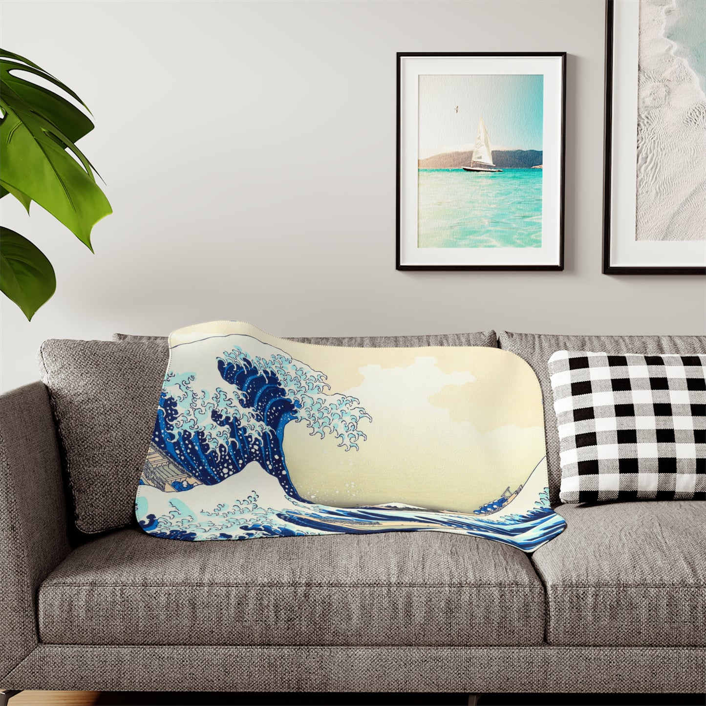 "The Great Wave" Sherpa Blanket - Cozy Japanese Art Throw