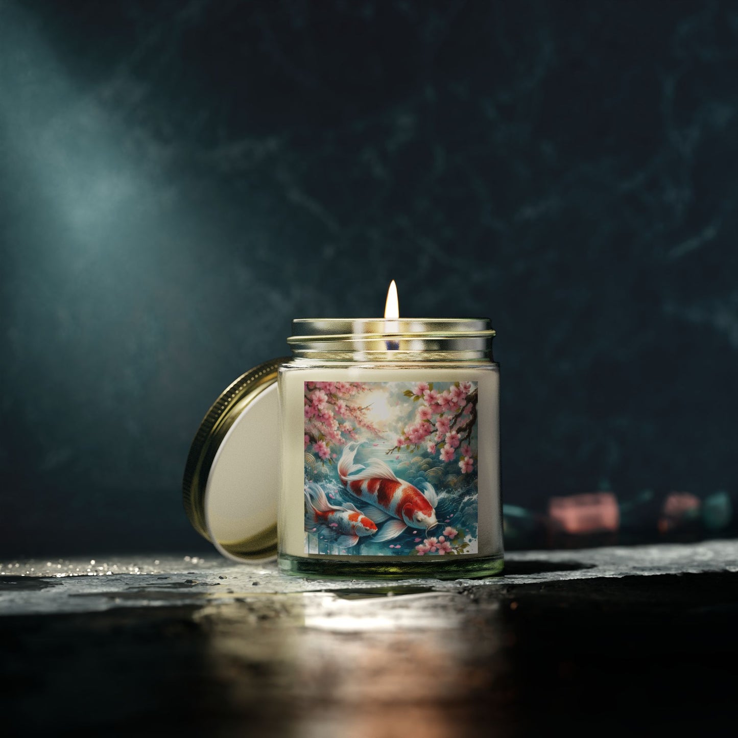 Koi Fish & Cherry Blossom Candle - Elegant Japanese-Inspired Scented Candle