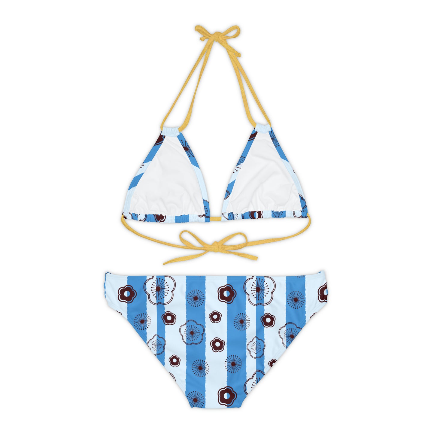 Japanese Sakura with Blue Stripe - Strappy Bikini Set